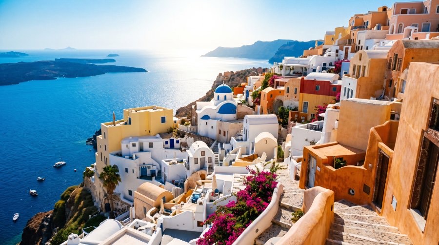 Santorini cliffside village