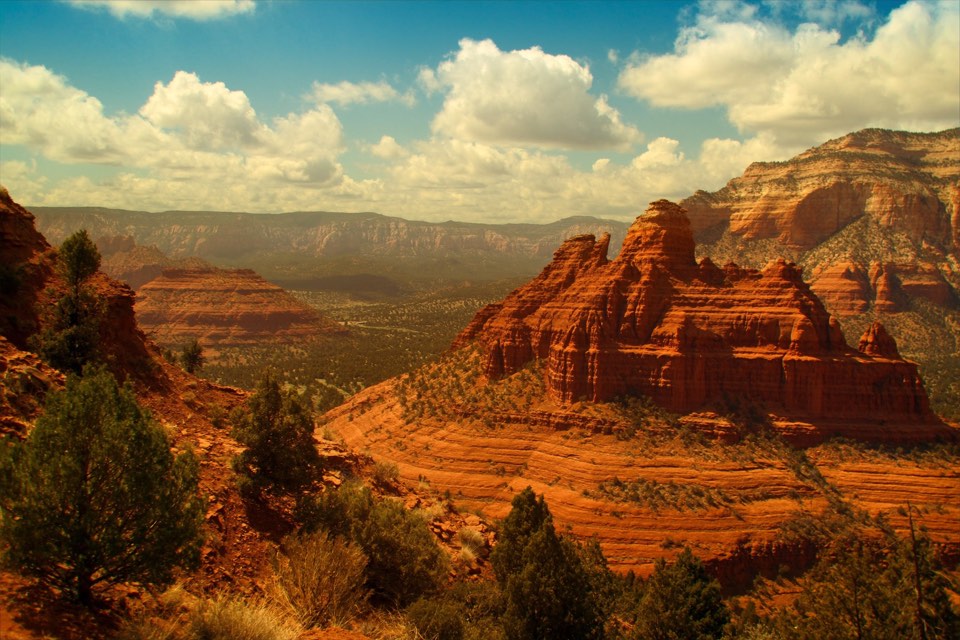 Sedona red rocks under a blue sky